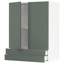 IKEA METOD / MAXIMERA(694.581.76) шафа, 2 двері / 2 ящика, білий/Бодарп сіро-зелений