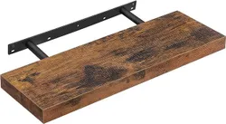 VASAGLE Настенная полка, Подвесная книжная полка, 60 x 20 x 3,8 см | из плиты МДФ и стали, для декора, для гостиной, спальни,