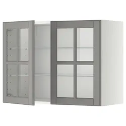 IKEA METOD(893.949.56) половина / 2 стеклянная дверь, белый / Бодбин серый