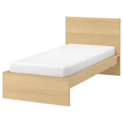 IKEA MALM(894.950.12) каркас кровати, высокий, дубовый шпон, беленый/Линдбоден