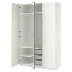 IKEA PAX / KAMMARTORP/GRIMO(495.725.35) Комбинация гардероба, Белое/белое зеркало