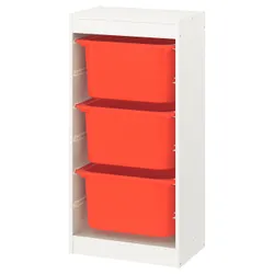 IKEA TROFAST(893.359.81) стелаж з контейнерами, білий/помаранчевий