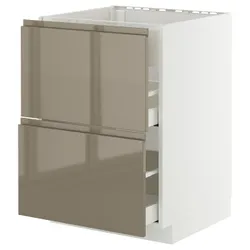 IKEA METOD / MAXIMERA(495.765.81) Стоящий шкаф Pł/Okap Zint. от топоров, белый/voxtorp Gloss Dark -Brown