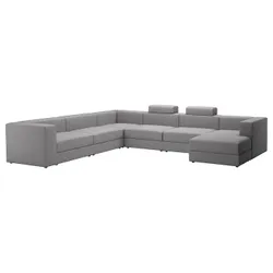 IKEA JÄTTEBO(595.106.17) П-образный диван, 7-местный, с кушеткой, справа с изголовьем/Тонеруд серый