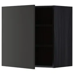 IKEA METOD(794.979.12) навесной шкаф с полками, черный/Nickebo матовый антрацит