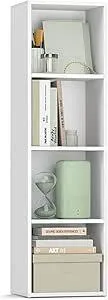 VASAGLE CUSTOS Collection LBC434W01 Книжный шкаф, 4-х ярусный, полка для хранения, полка-витрина, открытые отделения, 24 x 30 x