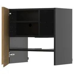 IKEA METOD(095.877.08) Капюшон -шкаф с полкой/дверью, Czarnoszary/Voxtorp Imit. дуб
