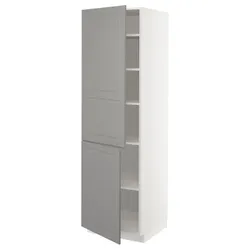 IKEA METOD(394.591.01) Висока шафа з полками/2DRZ, Білий/Бодбін сірий