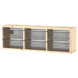 IKEA TROFAST (494.781.99) Стенной шкаф, сосна светлая беленая / темно-серая
