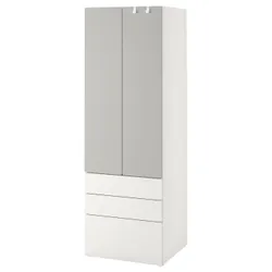 IKEA SMÅSTAD / PLATSA(394.262.24) гардероб, білий сірий / з 3 ящиками