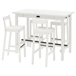 IKEA NORDVIKEN / NORDVIKEN(193.335.27) барный стол + 4 барных стула, белый / белый