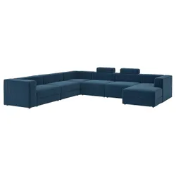 IKEA JÄTTEBO(896.084.05) П-подібний диван 7-місний, з диваном, справа з підголовником/Samsala темно-синій