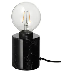 IKEA MARKFROST / LUNNOM(594.944.48) настольная лампа с лампочкой, черный мрамор/прозрачная сфера