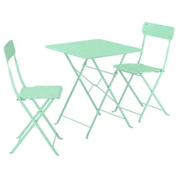 IKEA SUNDSÖ(895.730.24) Стол и 2 складных стульев, Внешний светло -зеленый/светло -зеленый