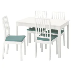 IKEA EKEDALEN / EKEDALEN(894.294.18) стол и 4 стула, белый / Хакебо светло-бирюзовый