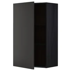 IKEA METOD(794.974.84) навесной шкаф с полками, черный/Nickebo матовый антрацит