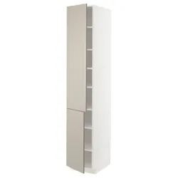 IKEA METOD(294.695.82) высокий шкаф с полками/2 дверцы, белый/Стенсунд бежевый