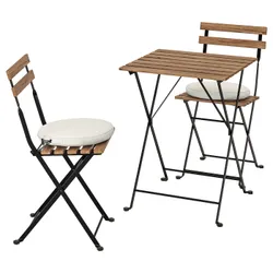 IKEA TÄRNÖ (592.708.63) стол + 2 стула, снаружи, черный/светло-коричневая морилка/Frösön/Duvholmen бежевый