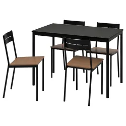 IKEA SANDSBERG / SANDSBERG  Стол и 4 стула, черный / черный (494.204.10)