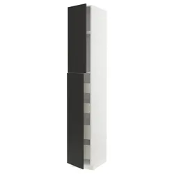 IKEA METOD / MAXIMERA(294.988.05) высокий шкаф с 2 дверцами/4 ящиками, белый/Nickebo матовый антрацит