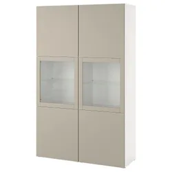IKEA BESTÅ(294.172.44) книжный шкаф / стеклянная дверь, белый Лаппвикен / светло-серо-бежевый прозрачное стекло