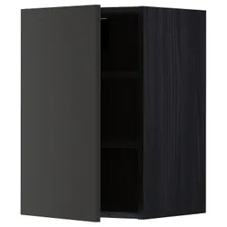 IKEA METOD(894.979.64) навесной шкаф с полками, черный/Nickebo матовый антрацит
