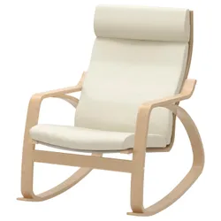 IKEA POÄNG(994.293.14) Кресло-качалка, березовый шпон / Глянец не совсем белый
