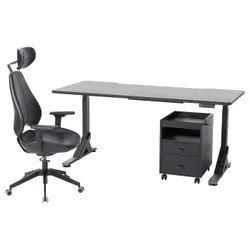IKEA UPPSPEL / GRUPPSPEL(594.415.15) письмовий стіл, стілець і комод, чорний / Grann black