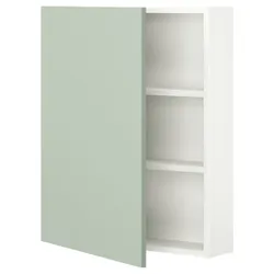 IKEA ENHET(994.968.79) навісна шафа 2 полиці/двер, білий/блідо-сіро-зелений