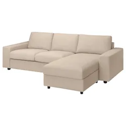 IKEA VIMLE (894.014.19) 3-местный диван с козеткой, с широкими подлокотниками / бежевый Hallarp