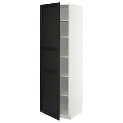 IKEA METOD(394.672.62) высокий шкаф/полки, белый / лерхиттан черная морилка