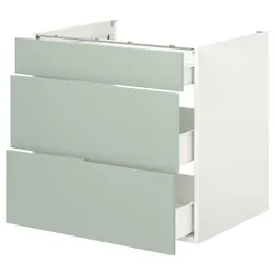 IKEA ENHET(594.967.82) нижня шафа/3 ящики, білий/блідо-сіро-зелений