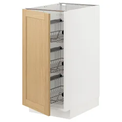 IKEA METOD(695.090.91) шафа з дротяним кошиком, білий/Дуб Форсбака