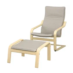 IKEA POÄNG(694.842.36) крісло/підніжка, окл береза / Кніса світло-беж