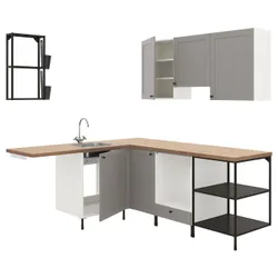 IKEA ENHET (093.379.98) кутова кухня, антрацит / сіра рама