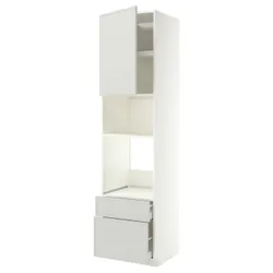 IKEA METOD / MAXIMERA(996.050.53) в сзд/мікро з дверима/2двер, білий/Aspudden світло-сірий