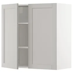 IKEA METOD(794.654.83) навісна шафа з полицями / 2 двер, білий / Lerhyttan світло-сірий