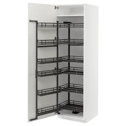 IKEA METOD(395.073.95) высокий шкаф с выдвижной кладовой, белый/Вальстена белый