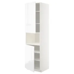 IKEA METOD (494.594.12) шестой высокий микро 2д/половина, белый/Воксторп глянцевый/белый