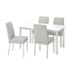 IKEA STRANDTORP / BERGMUND(194.410.89) стол и 4 стула, белый / орста светло-серый