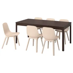 IKEA EKEDALEN / ODGER (492.213.21) стол и 6 стульев, темно-коричневый / белый бежевый
