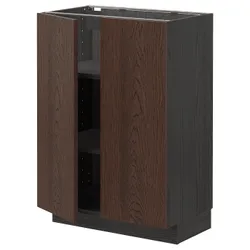 IKEA METOD(594.697.50) stj шкаф/полки/2 дверцы, черный / синарп коричневый