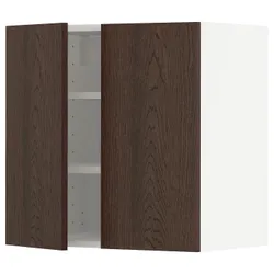 IKEA METOD(494.553.29) навесной шкаф с полками / 2 дверцы, белый / синарп коричневый