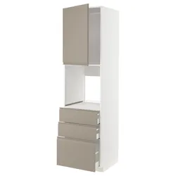 IKEA METOD / MAXIMERA(394.922.66) висока шафа/двері/3 шухляди, білий/Upplöv матовий темно-бежевий