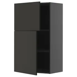 IKEA METOD(295.883.06) Настенный шкаф с полками/2 двери, Czarnoszary/Nickebo Matte Anthracite