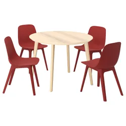 IKEA LISABO / ODGER(994.407.50) стол и 4 стула, ясеневый шпон / красный