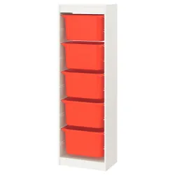 IKEA TROFAST (293.358.99) стелаж з контейнерами, білий/помаранчевий