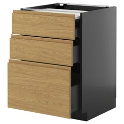 IKEA METOD / KNIVSHULT(395.872.69) ST Cabinet с выдвижным верхом/3 -й, Czarnoszary/Voxtorp Imit. дуб