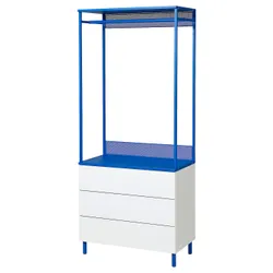 IKEA PLATSA(395.228.95) открытый шкаф с 3 ящиками, белый фон/синий