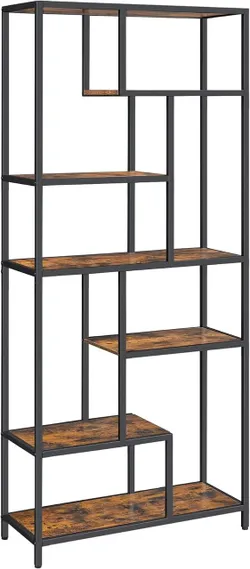 VASAGLE Книжный шкаф, 6 ярусов, Напольный книжный шкаф, 30 x 80 x 180 см | Полка, промышленный дизайн, для гостиной, спальни,